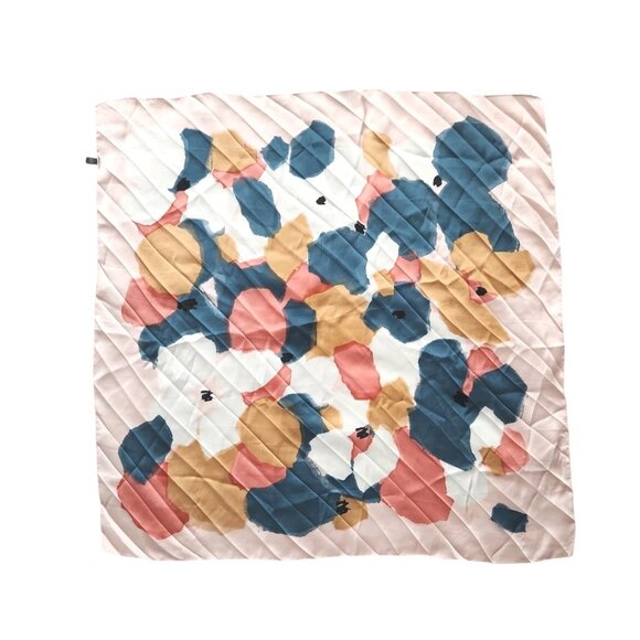 Satin Square Scarf Bandana One Size Abstract Floral Retro 26"×26" - Picture 1 of 9